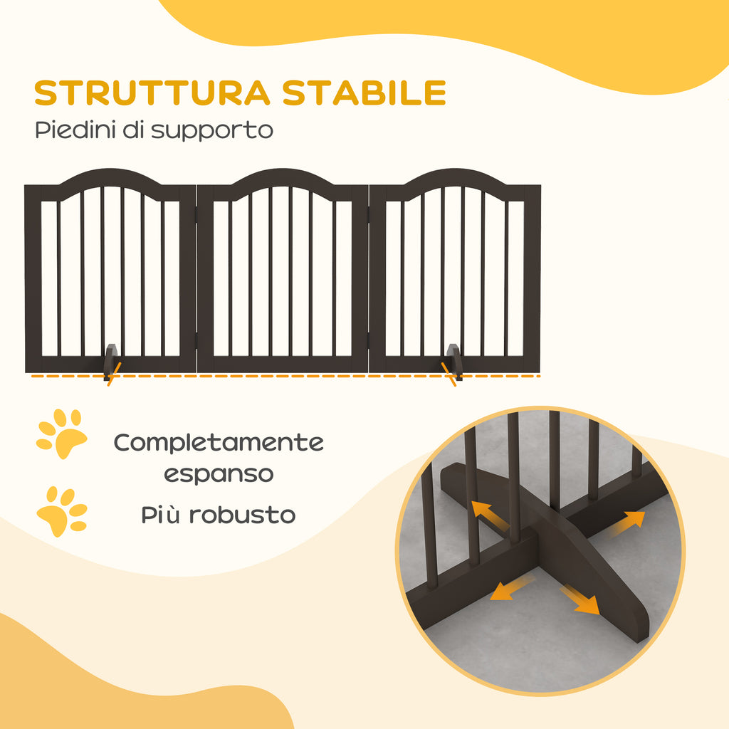 3-Section Folding Wooden Dog Gate, 154.5x29.5x61cm, Coffee