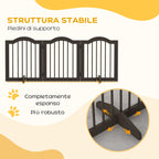 3-Section Folding Wooden Dog Gate, 154.5x29.5x61cm, Coffee