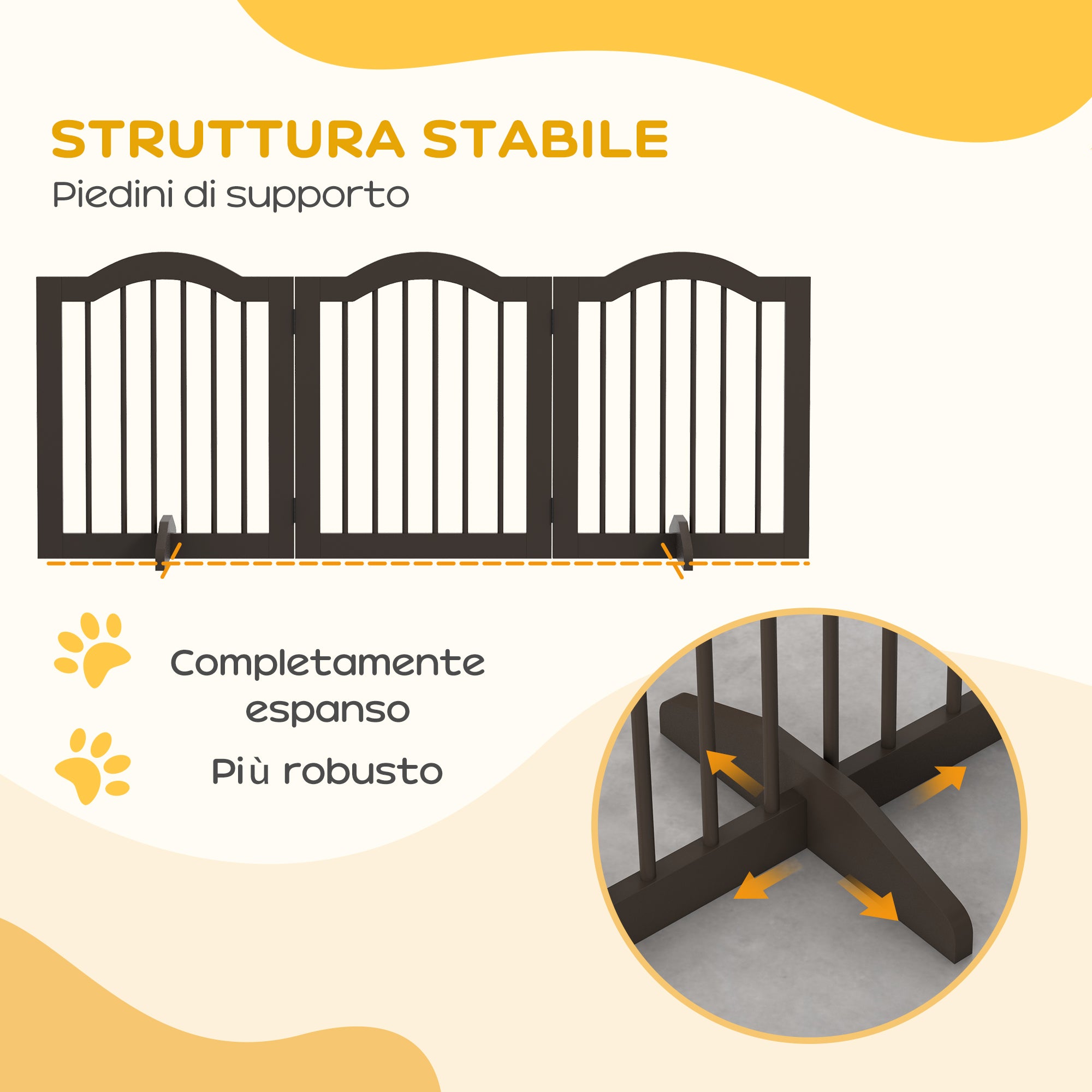 3-Section Folding Wooden Dog Gate, 154.5x29.5x61cm, Coffee