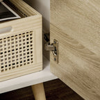 Modern TV Stand max 50" in Chipboard with Drawers, Open Shelves and Cabinets, 110x40x50 cm, White and Wood Color