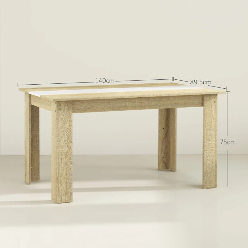 Modern Dining Table for 6 People Maximum Comfort and Style Dimensions: 140x89.5x75 cm Elegant White and Oak Finish - Borgè