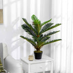 HOMCOM Artificial Palm Tree with 18 Leaves and Pot Included for Indoors, Height 85 cm, Green