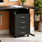 Small Chest of Drawers with 4 Drawers, Vertical Cabinet on Wheels, 40 x 36 x 65 cm, Black Wood Effect