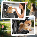 PawHut Folding Dog Stroller with Cup Holder and Basket, 77x44x102 cm, Charcoal Grey