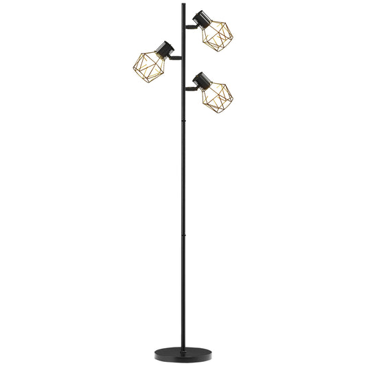 40W Floor Lamp with 3 Adjustable Lights and Knob Switch, Metal, 41x28x169 cm, Black