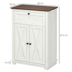 HOMCOM Rustic Style Kitchen Sideboard with Drawer and Adjustable Shelf, White