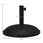 Outsunny Concrete Garden Umbrella Base with Ø35mm, Ø38mm, Ø48mm Pole, Black Ø49x37 cm