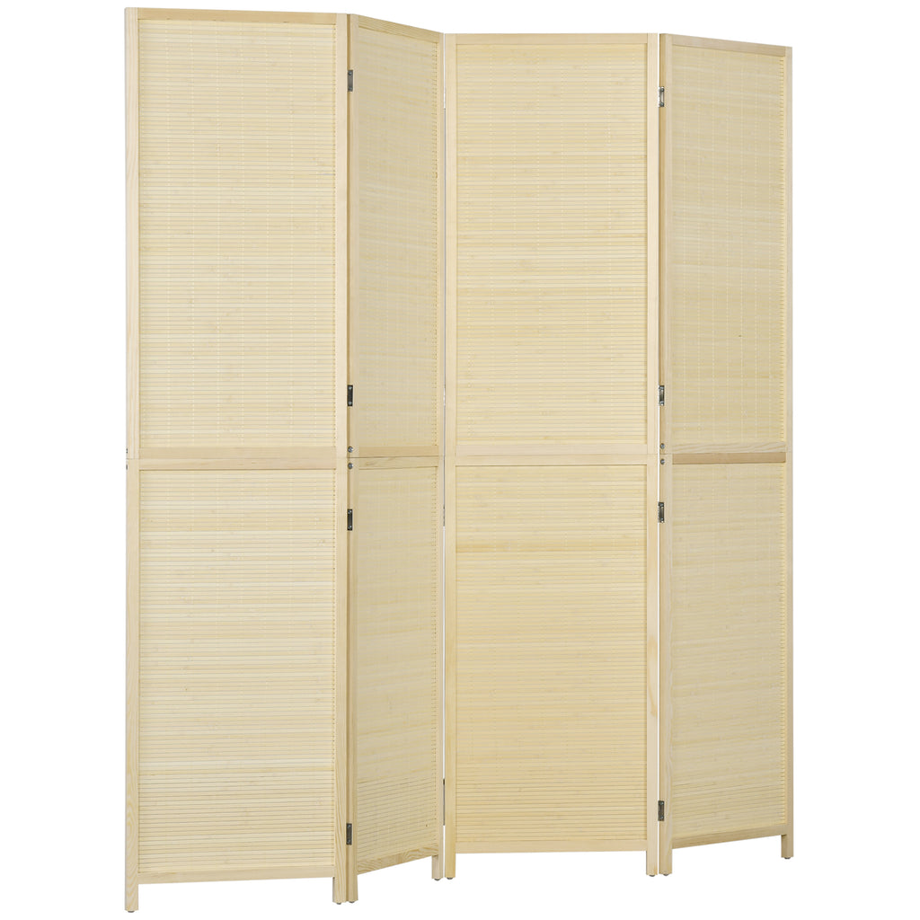 HOMCOM Folding Interior Screen with 4 Doors, Rattan Bamboo Room Divider, 180x1.6x180 cm - Borgè