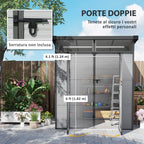 Plastic Garden Shed Tool Storage with Windows, Vents and Lock, 1.9x1.9m, Light Grey