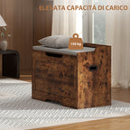 103L Multifunctional Storage Bench in Wood with Grey Fabric Cushion, 75x40x56 cm