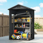 Outsunny 2-Door Tool Shed with Windows and Air Vents, PP and Aluminum, 128x104x196 cm, Dark Gray