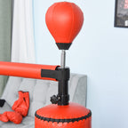 HOMCOM Height Adjustable Punching Bag with Punching Ball and Fillable Base, 88x48x155-205 cm, Red and Black - Borgè