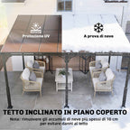 Outsunny 4x3 m Lean-to Pergola with Polycarbonate, Metal, and Aluminum Roof with Screws, Brown