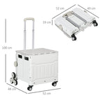 HOMCOM Folding Shopping Cart, Aluminum Trolley, Stair-Climbing Wheels, White