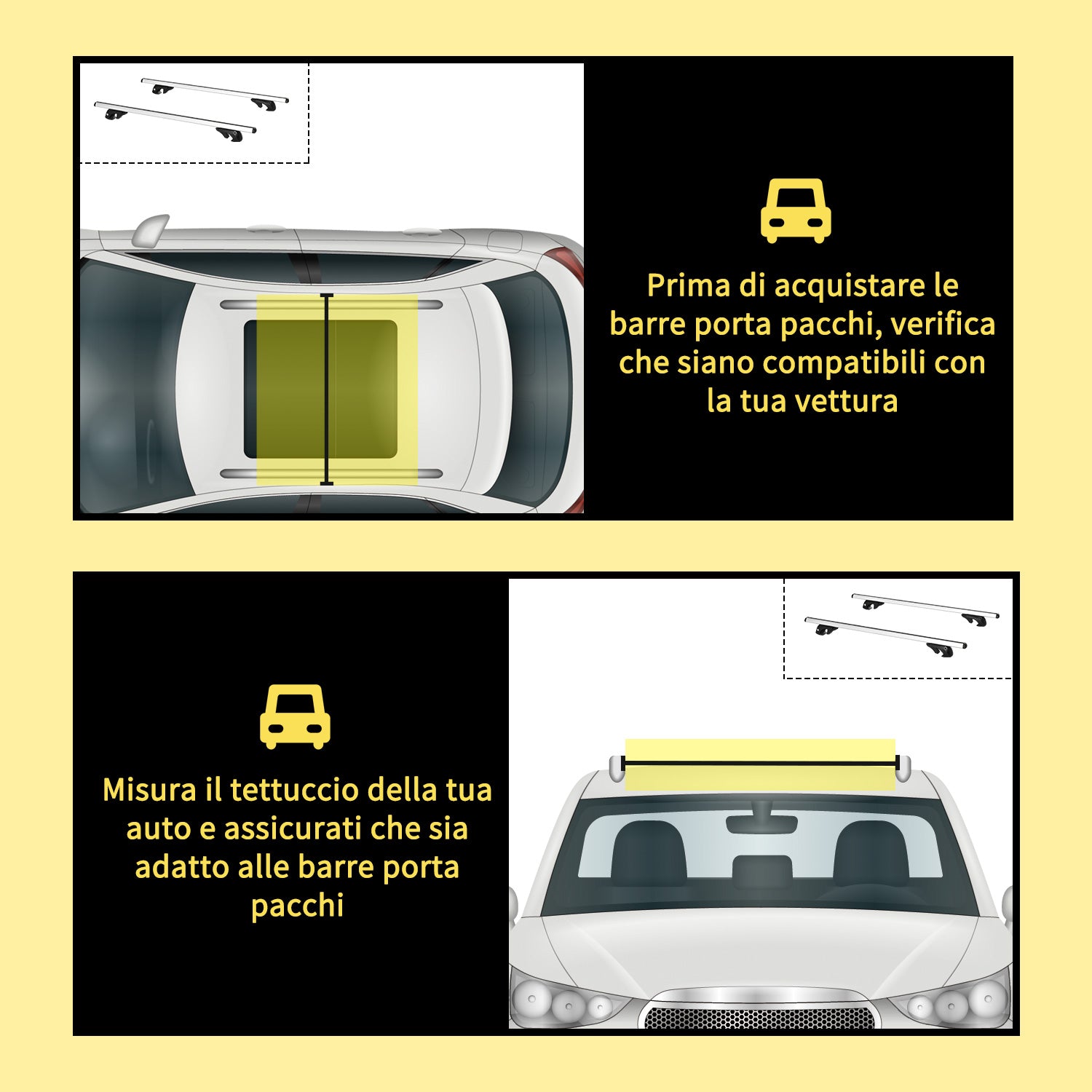HOMCOM 75kg Car Roof Rack with Lock and Security Keys, Aluminum and ABS, 135.3x5.7x7cm, Silver
