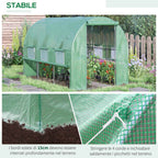 Outsunny 3x2x2m Steel Vegetable Garden Greenhouse with PE Cover, Zip Doors and Mesh Windows, Green