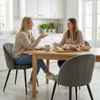 Set of 2 Upholstered Dining Chairs with Shell Backrest in Velvet, 52x55x79 cm, Grey