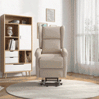 Electric Lift Recliner Chair, 135° Reclining, Load Capacity 200KG, Electric Relax Chair in Linen Effect Fabric with Remote Control, Footrest and 1 Side Pocket for Living Room, Cream White