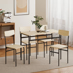 5-Piece Dining Set with Rectangular Table and 4 Dining Chairs, Wood and Metal, Black and Wood Color