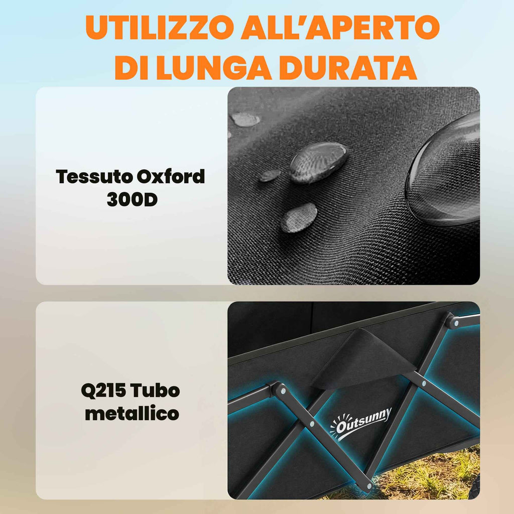 Outsunny 66L Folding Garden Cart with Adjustable Handle and Cup Holder, Black