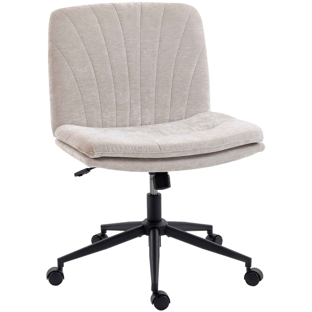 HOMCOM Adjustable Office Chair, Tilting and Swivel, Chenille Fabric and Steel, 62x67x83-93 cm, Beige