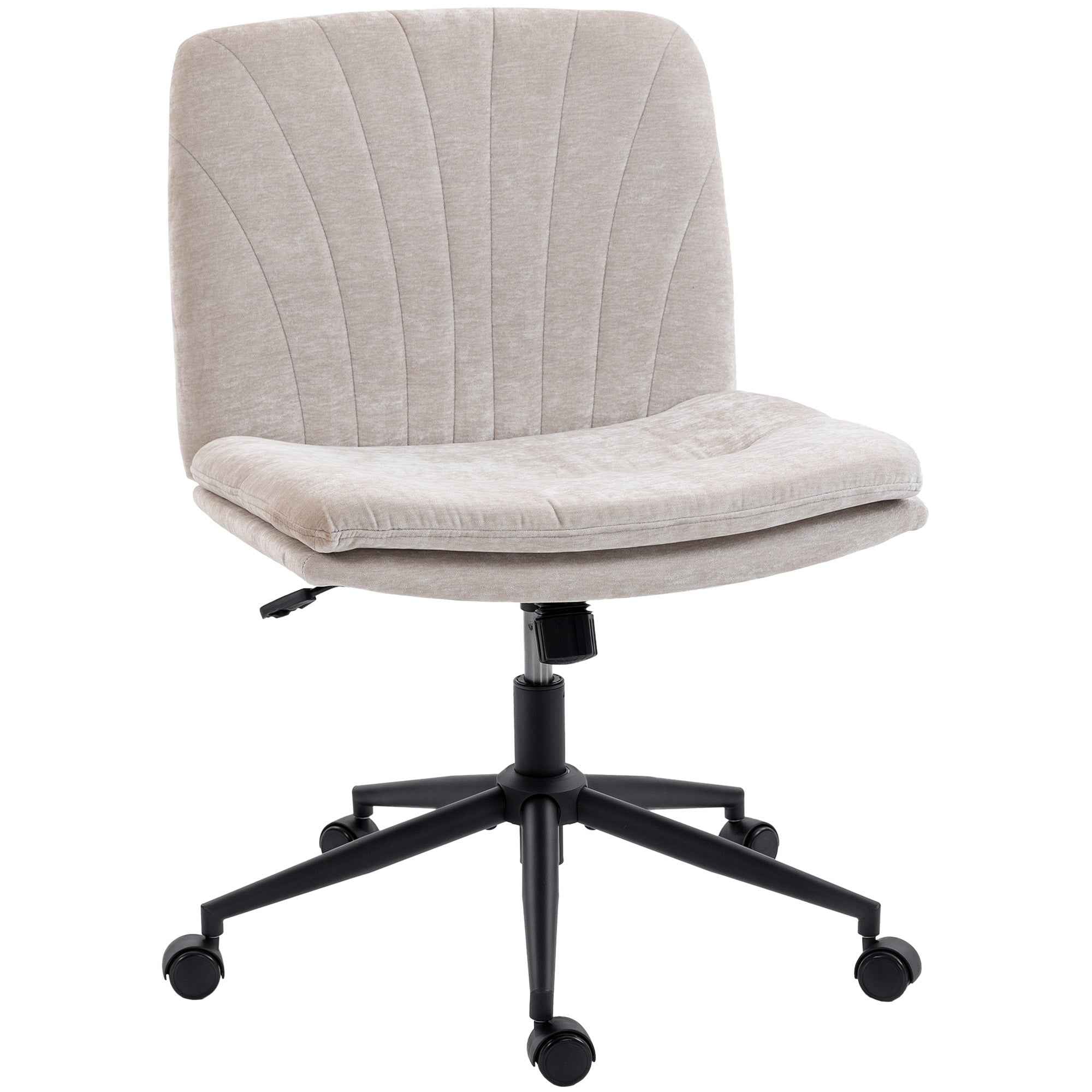 HOMCOM Adjustable Office Chair, Tilting and Swivel, Chenille Fabric and Steel, 62x67x83-93 cm, Beige