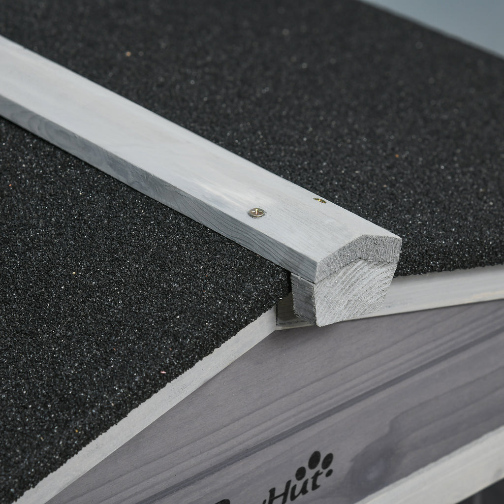 2-Tier Rabbit Hutch with Protective Net and Wooden and Metal Wheels, 157.4x53x99.5 cm, Grey