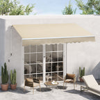 Outdoor Awning with Roller Arms and Crank Opening, 360x250 cm, Cream - Borgè