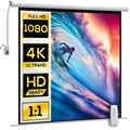 Motorized Projector Screen 92'' with Remote Control, Plastic and Metal, 189.5x8x189.5 cm, White