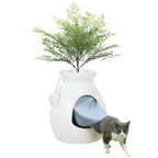 Odor-Resistant Cat Litter Box with Scoop, Pot-Shaped, Made of ABS and Stainless Steel, 50x48.5x58.7 cm, White