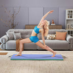Foldable and Padded Fitness Mat with 2 Handles, Made of Plastic and EPE, 180x60x5 cm, Green and Purple