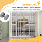 PawHut Adjustable Dog Gate with Small Door and Automatic Closure, 74-101x104cm, White