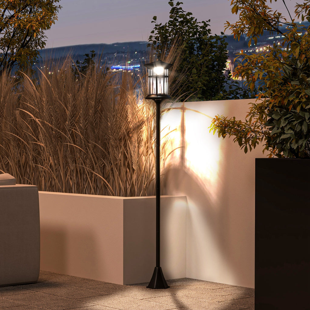 Outsunny Solar Garden Lamp 184cm High with Cold White LED Light and IP44, Black - Borgè