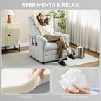 Recliner Chair with Footrest, Heated, 8 Massage Points and 5 Modes, Velvet Fabric, Grey