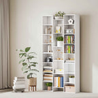 HOMCOM Modern Wooden Bookcase, 181 cm High, with 21 Compartments and 10 Adjustable Shelves, White