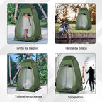 Camping and Beach Shower Tent with Zipper Door and Transport Bag, 126x124x189 cm, Dark Green
