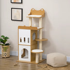 Cat Tree with Cat Scratching Post, 2 Cat Houses, Perches and Play Ball, 60x48x133 cm - Borge' Group Limited