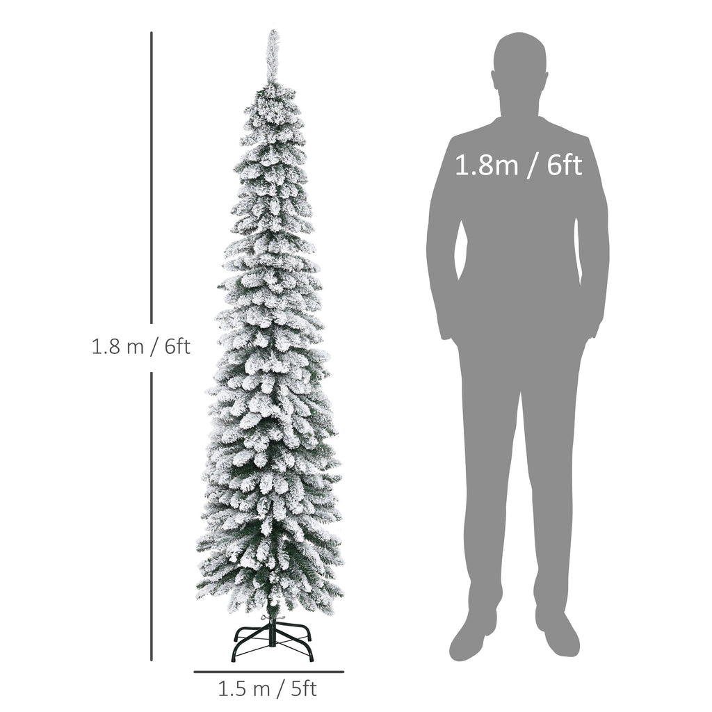 2-Section Snow-Covered Christmas Tree with 395 Metal and Plastic Branches, 46x46x180cm, Green