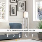 40W Floor Lamp with 3 Shelves and Foot Switch, Made of Wood and Acrylic, 26x26x160 cm, White