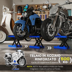 DURHAND Folding and Non-Slip Motorcycle Stand in Steel and Rubber, 41.5x23.5x10-37 cm, Blue and Black