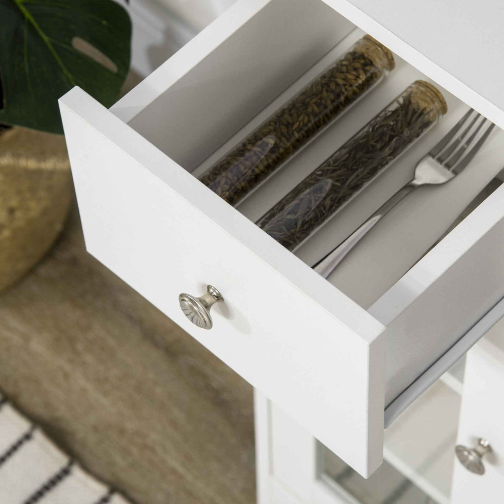 HOMCOM Sideboard Buffet with Open Compartment, Drawer, 3 Shelves and 2-Door Cabinet, Wooden, 80x30x82 cm, White