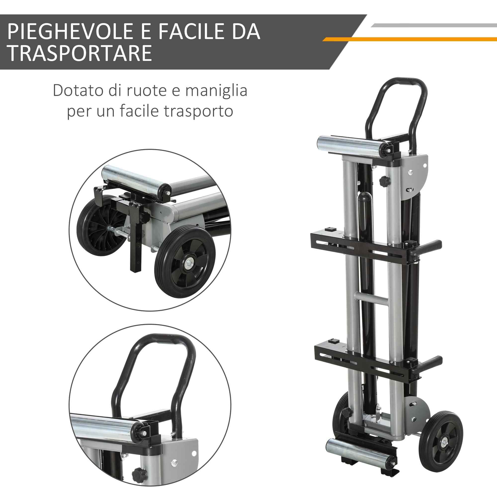 DURHAND Universal Extendable and Foldable Mitre Saw Stand, 150kg Capacity, Black and Silver
