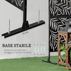 Outdoor Steel Screen with Willow Pattern and 2 Feet, 122x45x198 cm, Black