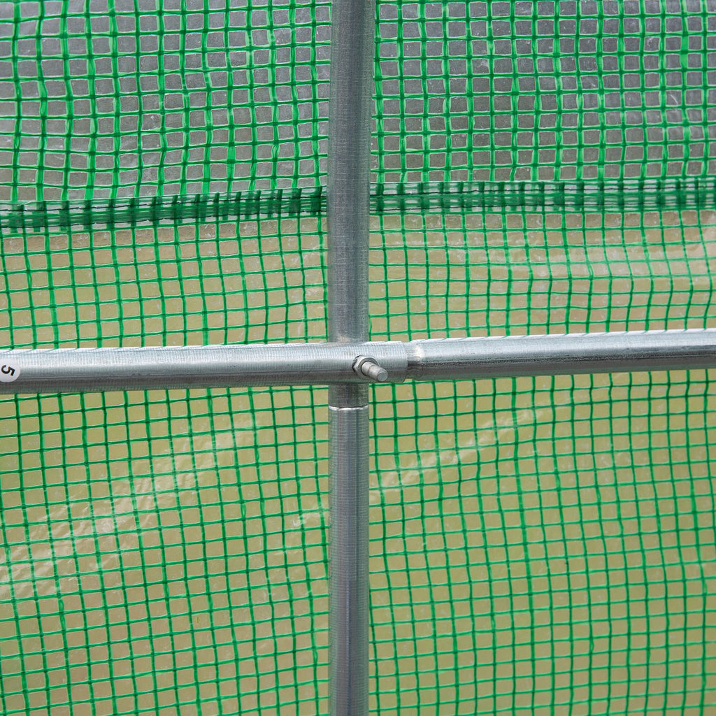 Outsunny 3.5 x 3 x 2m Garden Greenhouse with Sloping PE Roof, Door and 6 Windows, Green