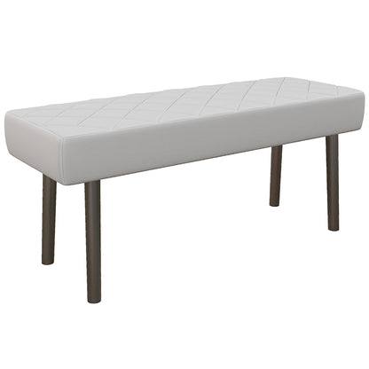 Diamond Quilted Faux Leather Upholstered Bed End Bench with Steel Legs, 100x35x45cm, Grey