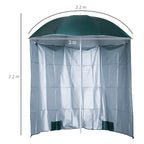 Outsunny 2x2m Beach and Garden Umbrella with Awning, Polyester and Metal, Green and White