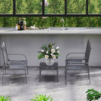 4-Piece Outdoor Set with Coffee Table, 2 Chairs and Sofa with Adjustable Backrest, in Steel and Black Textilene