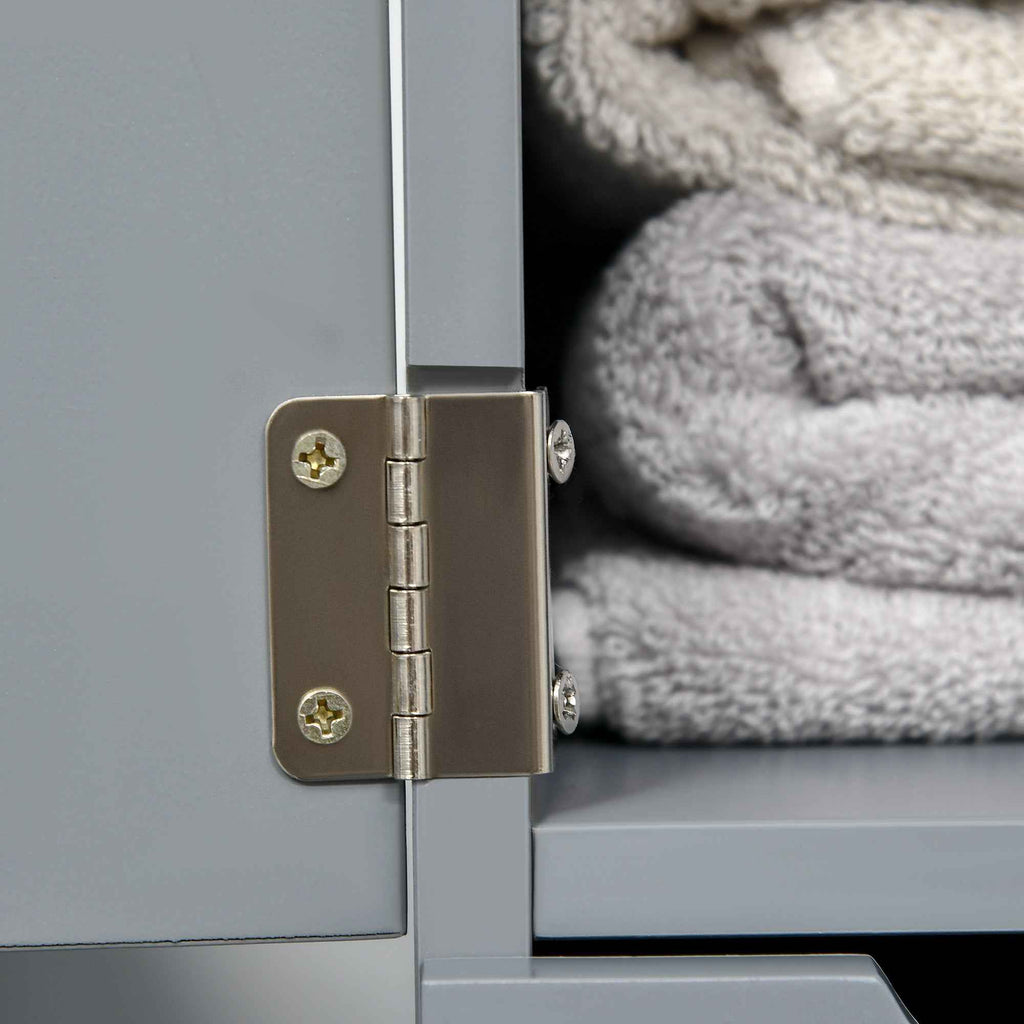 HOMCOM Bathroom Cabinet with Open Shelves and Drawers, Wooden, 15x33x136.8 cm, Grey