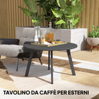 Round Garden Coffee Table in Industrial Style with Non-Slip Feet, in Metal, Ø70x42 cm, Black