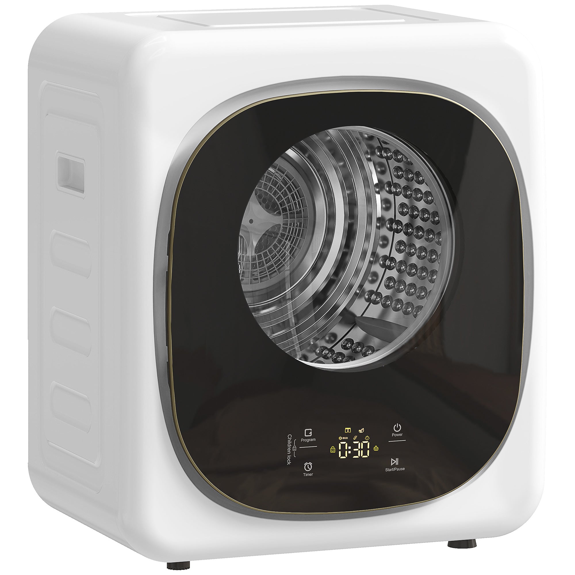 HOMCOM Mini Portable Dryer 4 kg, 5 Programs, 800W, Up to 60℃, Timer, Stainless Steel Drum, for Home, White